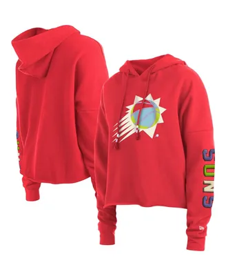 Women's New Era Red Phoenix Suns Color Pack Cropped Top Pullover Hoodie