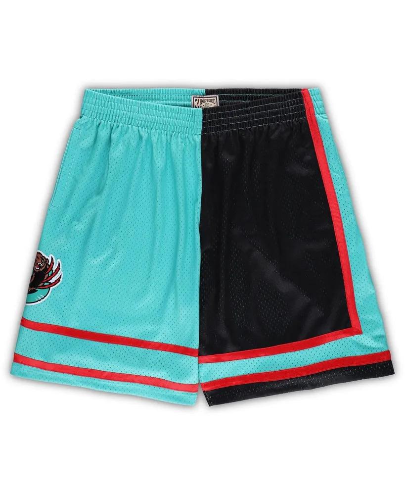 Men's Mitchell & Ness Black, Turquoise Memphis Grizzlies Big and Tall Hardwood Classics Split Swingman Shorts