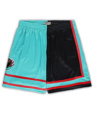 Men's Mitchell & Ness Black, Turquoise Memphis Grizzlies Big and Tall Hardwood Classics Split Swingman Shorts