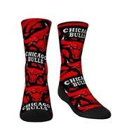 Youth Boys and Girls Rock 'Em Socks Chicago Bulls Allover Logo and Paint Crew Socks