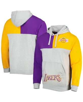 Men's Mitchell & Ness Heather Gray Los Angeles Lakers Tie-Breaker Pullover Hoodie