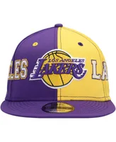 Men's New Era Purple, Gold Los Angeles Lakers Team Split 9FIFTY Snapback Hat