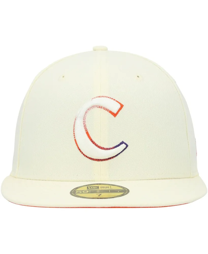 Men's New Era White Clemson Tigers Chrome Color Dim 59FIFTY Fitted Hat