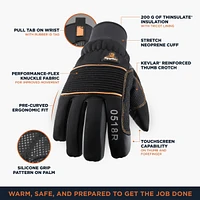 RefrigiWear Men's Insulated Lined PolarForce Gloves with Grip Assist