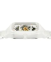 Rado Unisex Swiss Automatic True Square Skeleton White High-Tech Ceramic Bracelet Watch 38mm