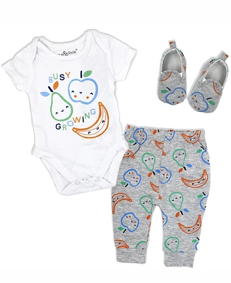 Lily & Jack Baby Boys Busy Growing Bodysuit, Jogger Pants and Shoes, 3 Piece Set