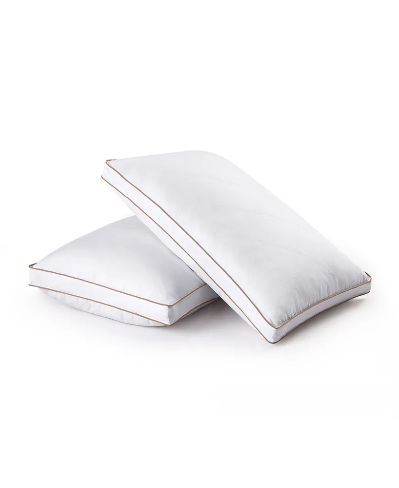 Unikome 2 Piece Diamond Quilted Goose Feather Gusseted Bed Pillows Set