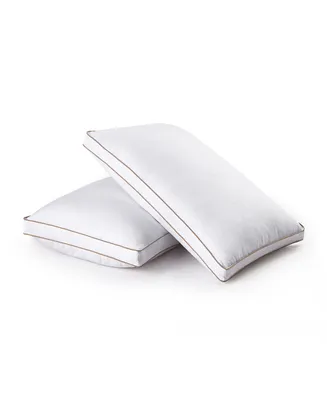 Unikome 2 Piece Diamond Quilted Goose Feather Gusseted Bed Pillows Set