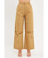 English Factory Women's Wide Leg Pocket Cargo Pants