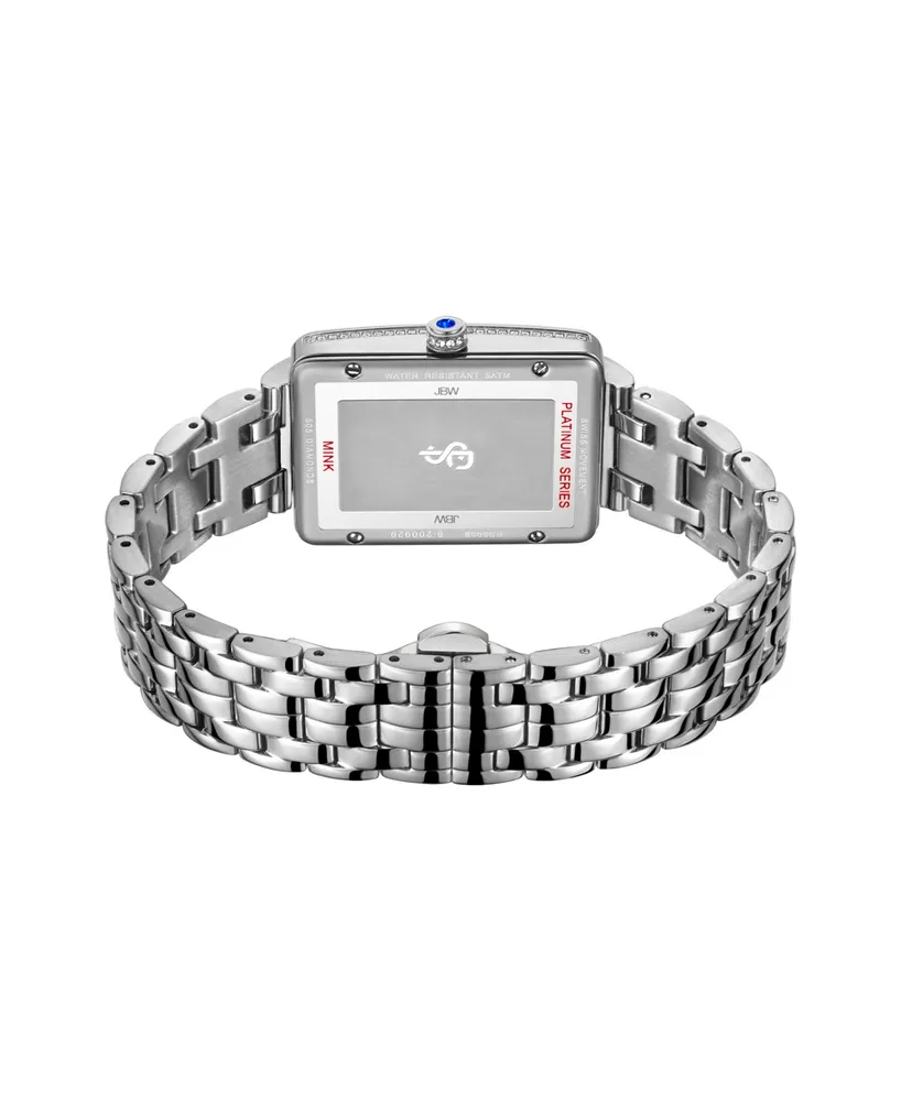 Jbw Women's Mink Platinum Series Silver-Tone Stainless Steel Watch, 28mm