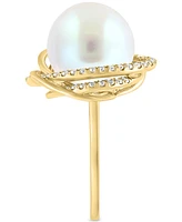 Effy Freshwater Pearl (13mm) & Diamond (1/3 ct. t.w.) Love Knot Ring in 14k Gold