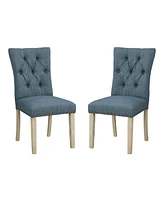 Preston Dining Chair 2-Pack with Antique-like Bronze Nailheads and Brushed Legs Fabric