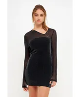 Grey Lab Women's Sparkly Mini Dress with Cut out Detail