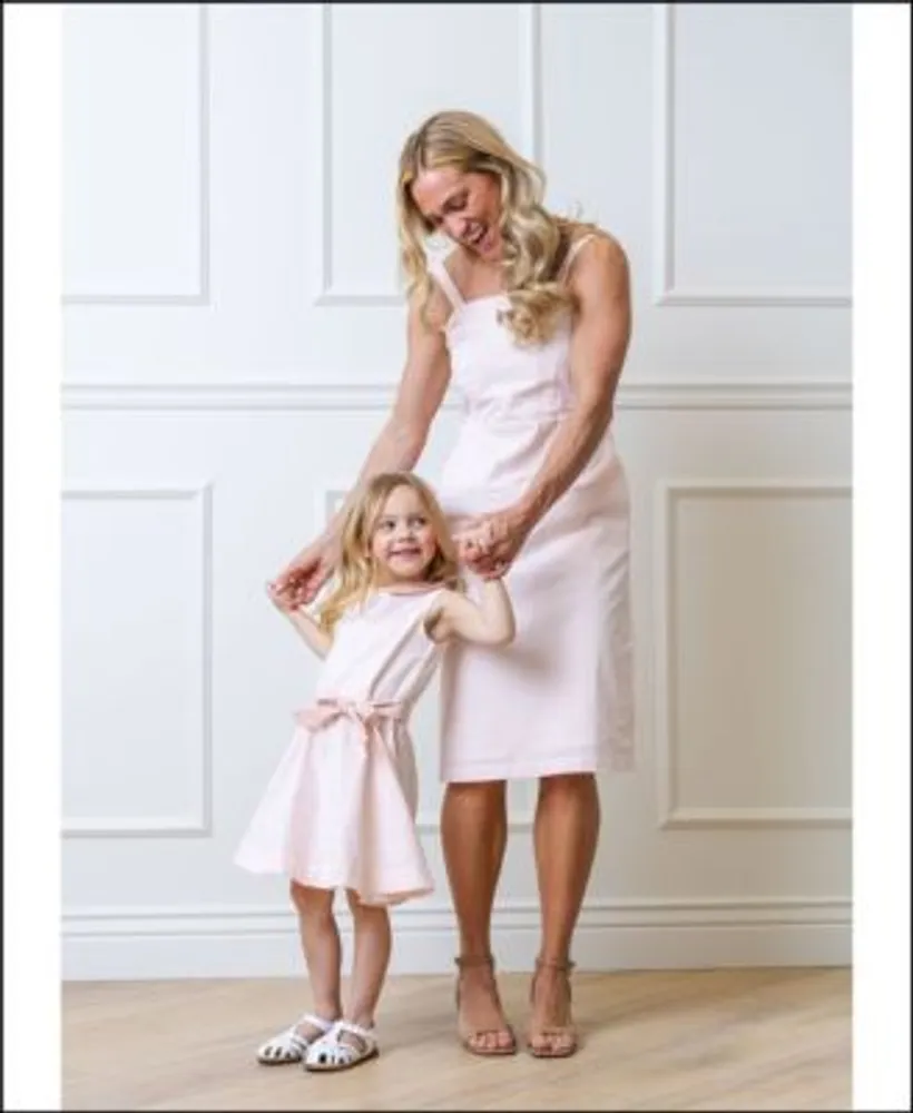 Mommy Me Organic Cotton Seersucker Dresses In Pink