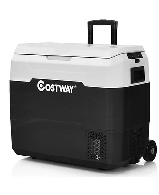 Costway 42 Qt Portable Car Refrigerator Dual-Zone Car Cooler