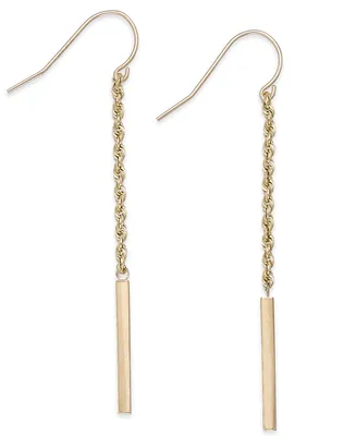 Rope and Bar Linear Earrings in 14k Gold, 2 inches