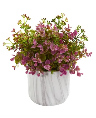 Nearly Natural Eucalyptus Artificial Plant in Marble Finished Vase