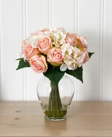 Nearly Natural Rose and Hydrangea Bouquet Artificial Arrangement