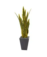 Nearly Natural 4.5' Sansevieria Artificial Plant in Slate Planter