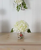 Nearly Natural Hydrangea Silk Arrangement w/ Floral Planter