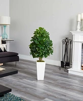 Nearly Natural 40" Schefflera Artificial Plant in White Vase - Real Touch