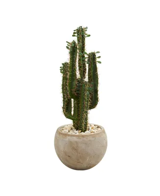 Nearly Natural 2.5' Cactus Artificial Plant in Bowl Planter