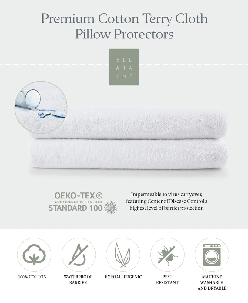 Ella Jayne Terry Cloth Water Proof Pillow Protector, Standard - Set of 2