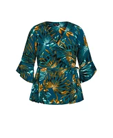 City Chic Women's Island Print Wrap Top