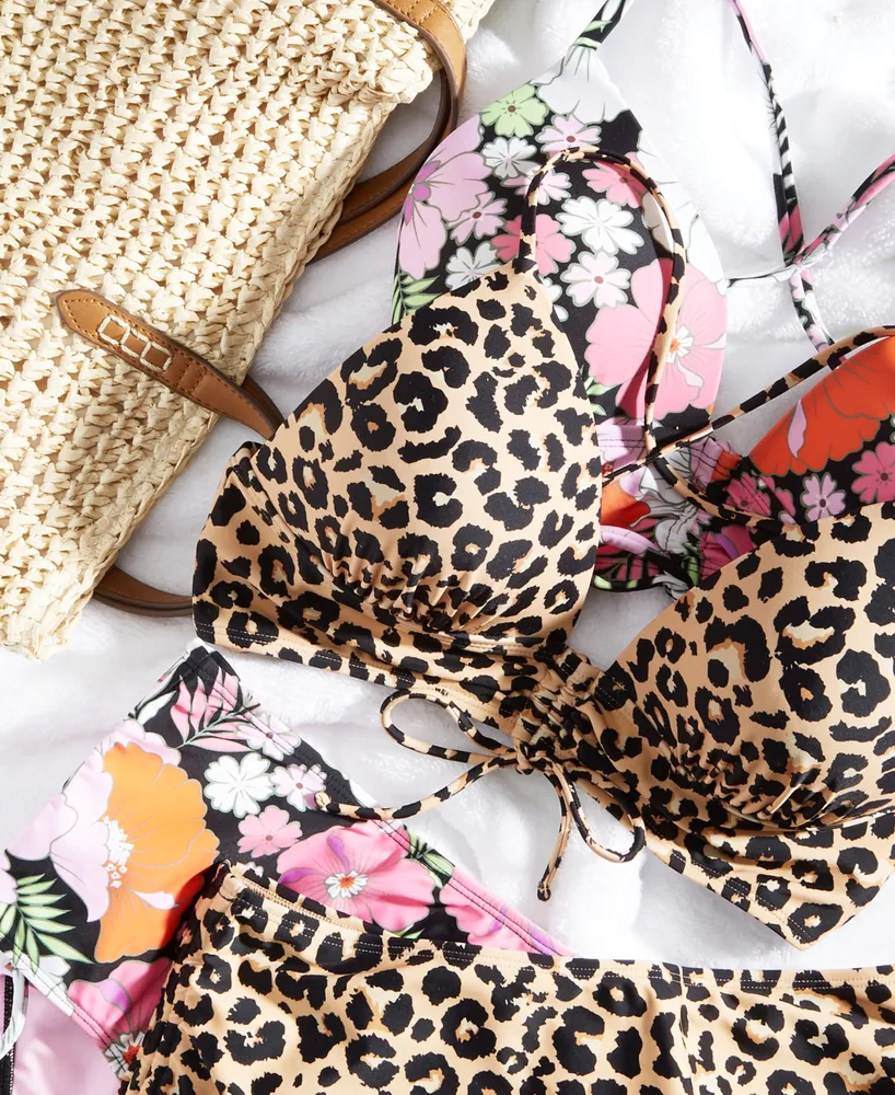 Salt + Cove Juniors' Floral-Print Shirred-Front Bikini Top, Created For Macy's