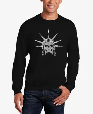 La Pop Art Men's Word Crewneck Freedom Skull Sweatshirt