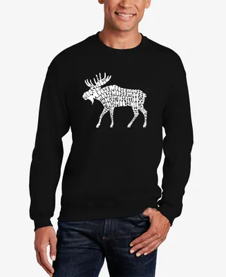 La Pop Art Men's Word Crewneck Moose Sweatshirt