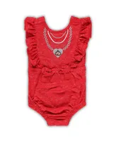 Girls Newborn and Infant Colosseum Scarlet Ohio State Buckeyes Gidget Ruffle Bodysuit