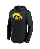 Men's Fanatics Heather Black Iowa Hawkeyes Transitional Hoodie T-shirt