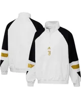 Men's adidas White Juventus Football Icon Raglan Quarter-Zip Top