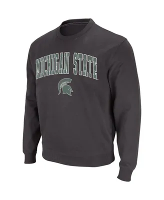 Men's Colosseum Charcoal Michigan State Spartans Arch and Logo Crew Neck Sweatshirt
