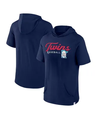 Men's Fanatics Navy Minnesota Twins Offensive Strategy Short Sleeve Pullover Hoodie