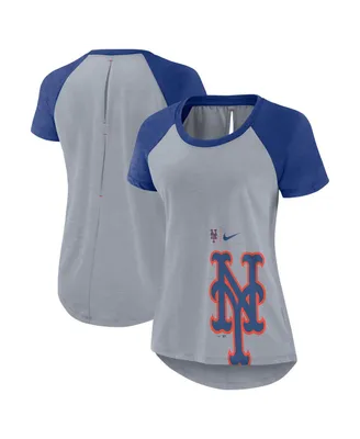 Women's Nike Heather Gray New York Mets Summer Breeze Raglan Fashion T-shirt