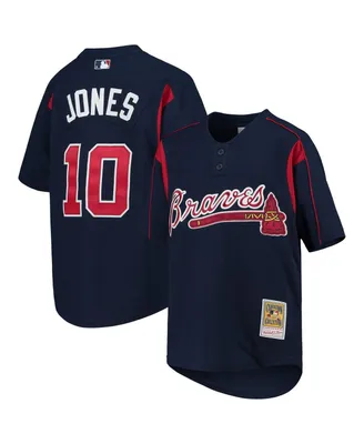 Youth Boys and Girls Mitchell & Ness Chipper Jones Navy Atlanta Braves Cooperstown Collection Mesh Batting Practice Jersey