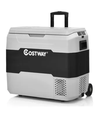 Costway 42 Qt Portable Car Refrigerator Dual-Zone Cooler