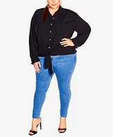 City Chic Plus Size Tropical Tie Top