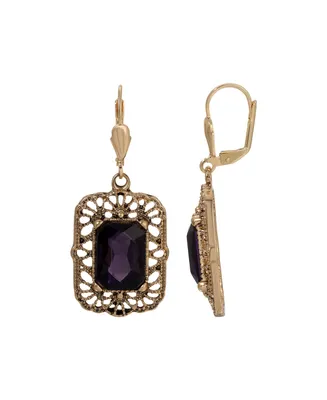 2028 Crystal Octagon Leverback Earrings