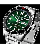 Stuhrling Men's Aquadiver Silver-tone Stainless Steel , Two-Tone Dial , 51mm Round Watch