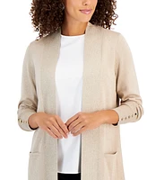 Jm Collection Women's Open-Front Metallic Cardigan, Created for Macy's