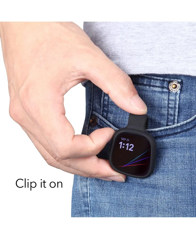 Wasserstein Clip Holder Compatible with Fitbit Sense 2 / Versa 4 - Clip Your Fitbit Anywhere (Black, 1 Pack)