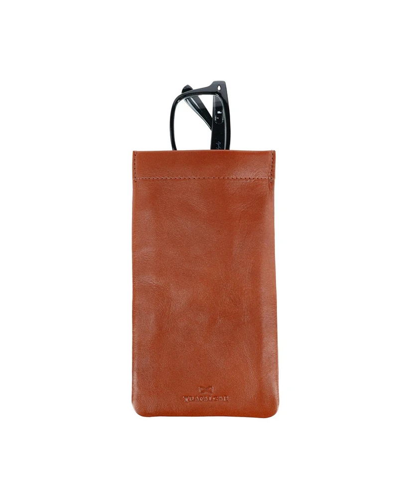 Trafalgar Men's Whitehall Leather Spring Top Glasses Case
