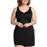 Lands' End Plus Long Adjustable V-neck Underwire Tankini Swimsuit Top