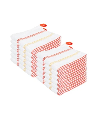 Sloppy Chef Premier Cotton Dishcloths (12 Pack), Striped Pattern, 100% Cotton, 13x13 Absorbent Kitchen Cleaning Dish Towels