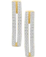 Diamond Double Row Small Hoop Earrings (1/2 ct. t.w.) in Sterling Silver & 14k Gold-Plate - Sterling Silver  Gold