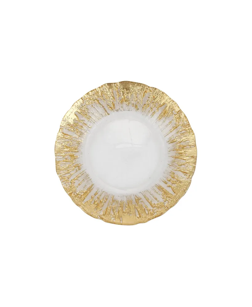 Vietri Rufolo Glass Gold Brushstroke Salad Plate 8.5"