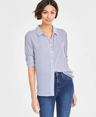 On 34th Women's Button-Front Crepe Shirt